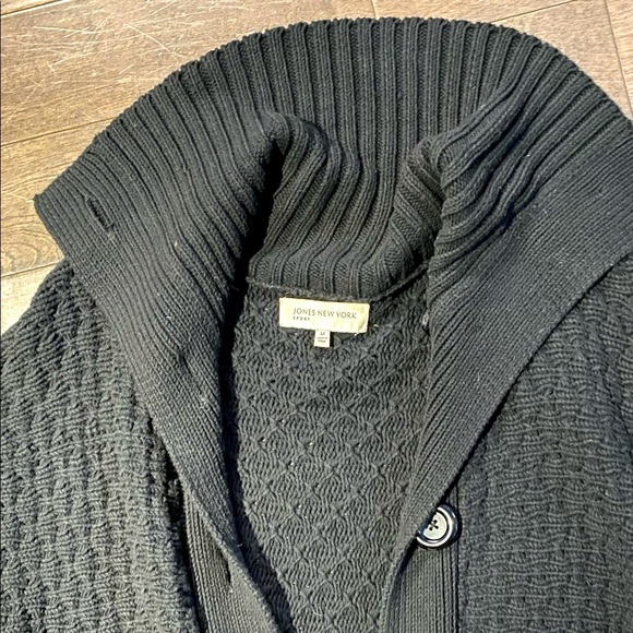 Knee- length Knit Black Cardigan - Picture 4 of 5